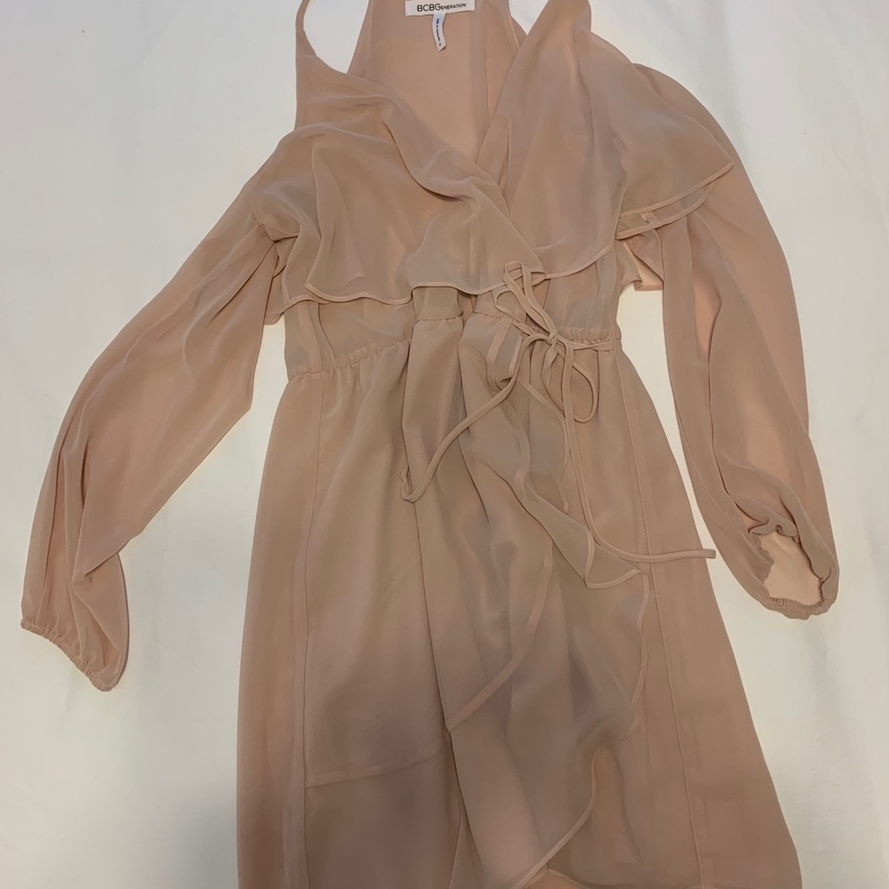 BCBGeneration Off the Shoulder Blush Pink Dress